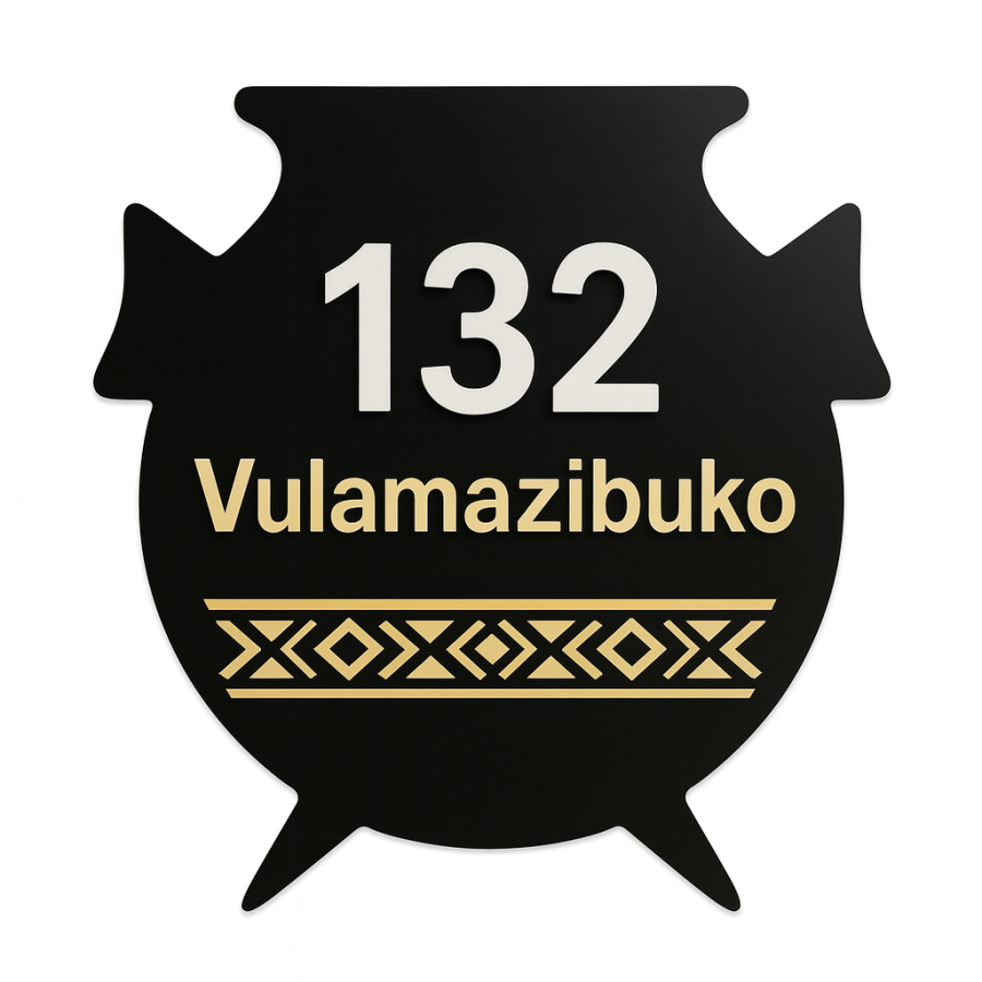 Clay Pot Acrylic House Number Sign – Gold Edition