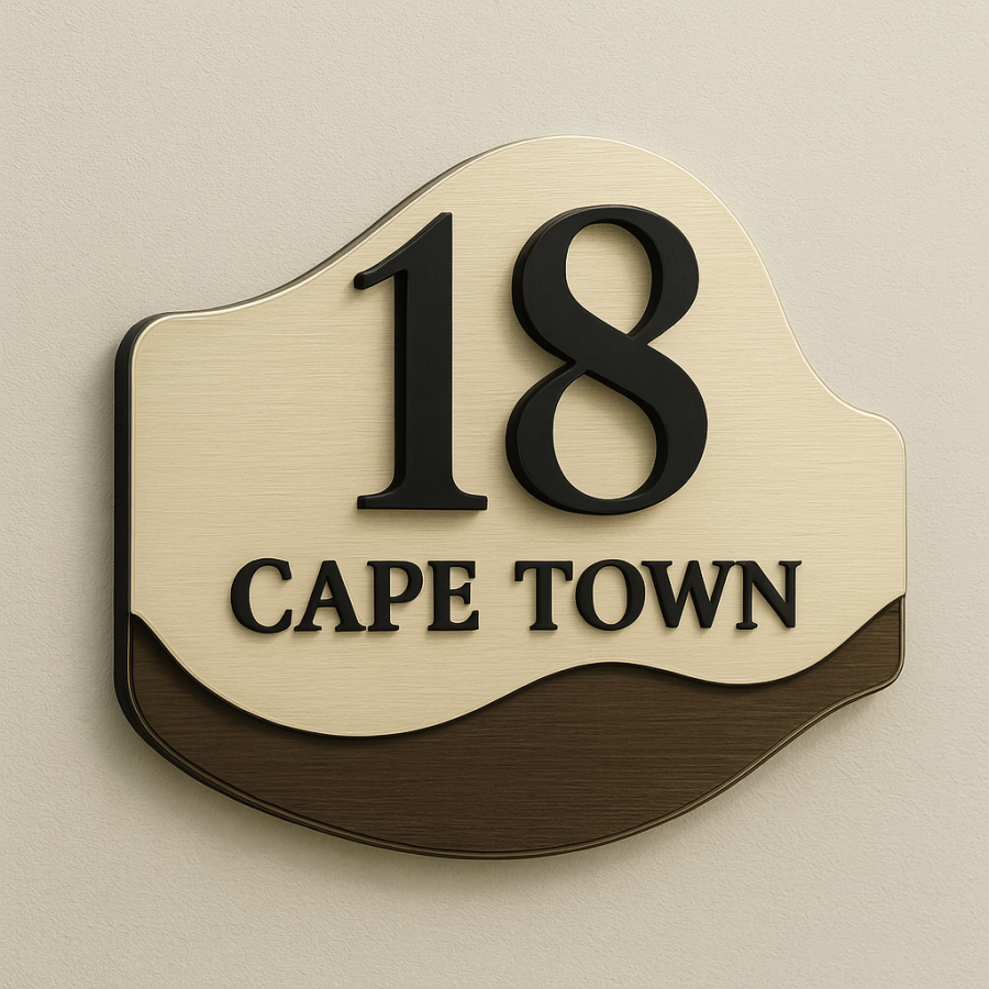 Elegant Wave-Inspired House Number – Cape Town Edition (Perspex Design)