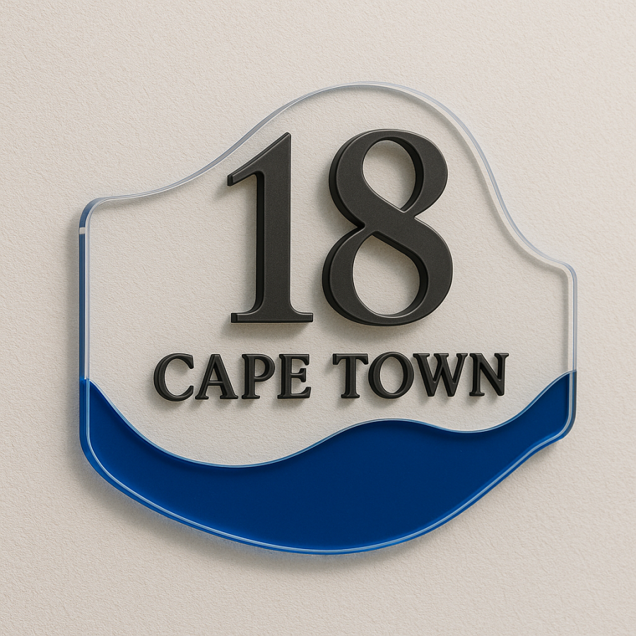 Elegant Wave-Inspired House Number – Cape Town Edition (Perspex Design)