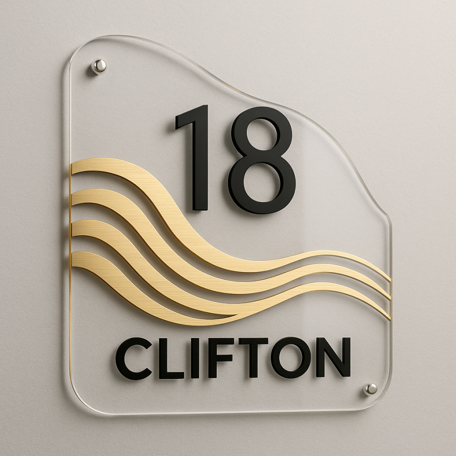 Clifton Wave Acrylic House Number Plaque