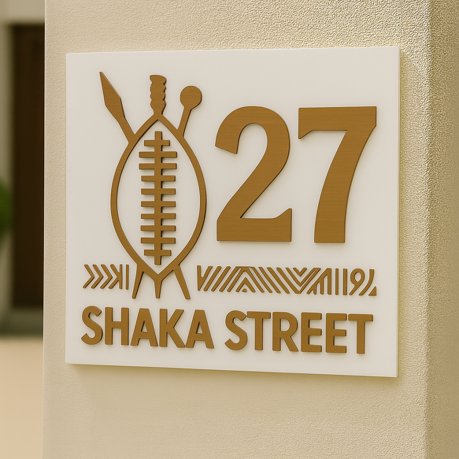 Isihlangu (Zulu shield) House Number Brown or Silver Options