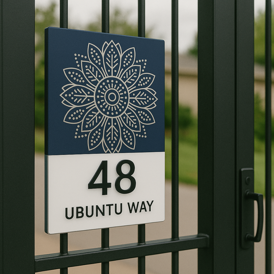 🟦 Ubuntu Way House Number Sign – No. 48