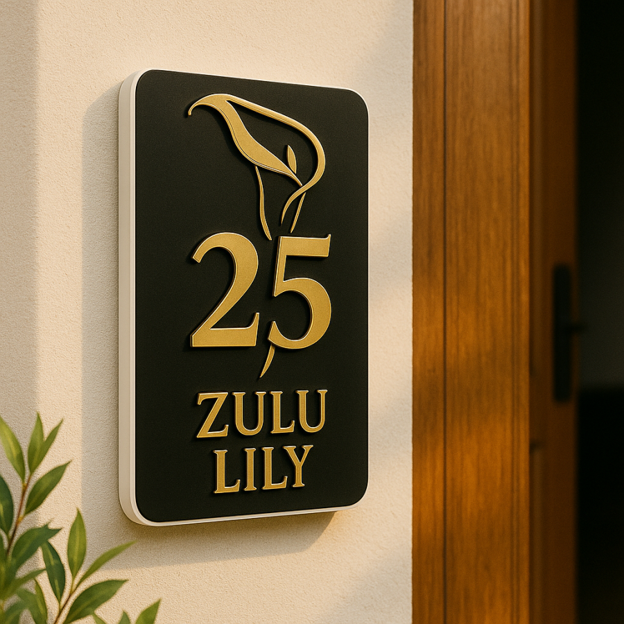 Zulu Lily House Number Plaque – 25 Zulu Lily