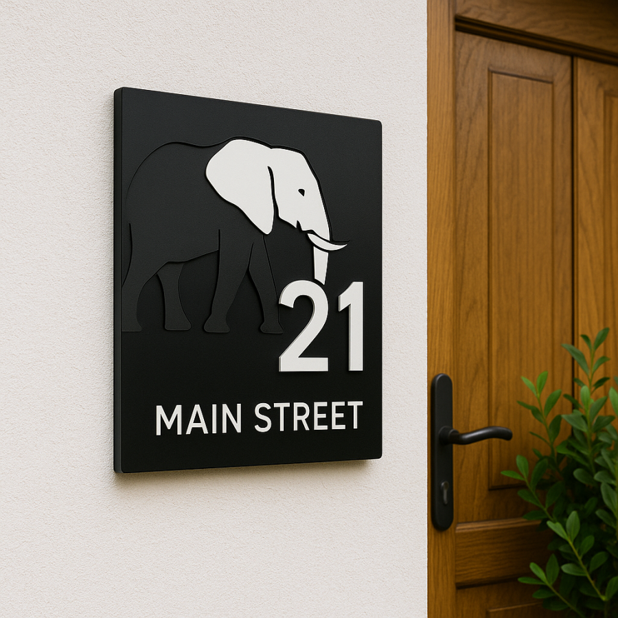 Elephant Trail Acrylic House Number – 21 Main Street