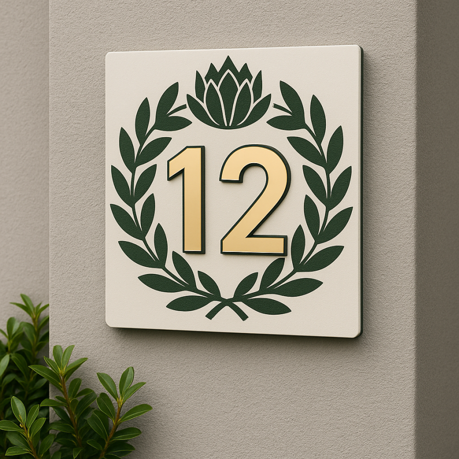 Protea Laurel House Number Sign – No. 12