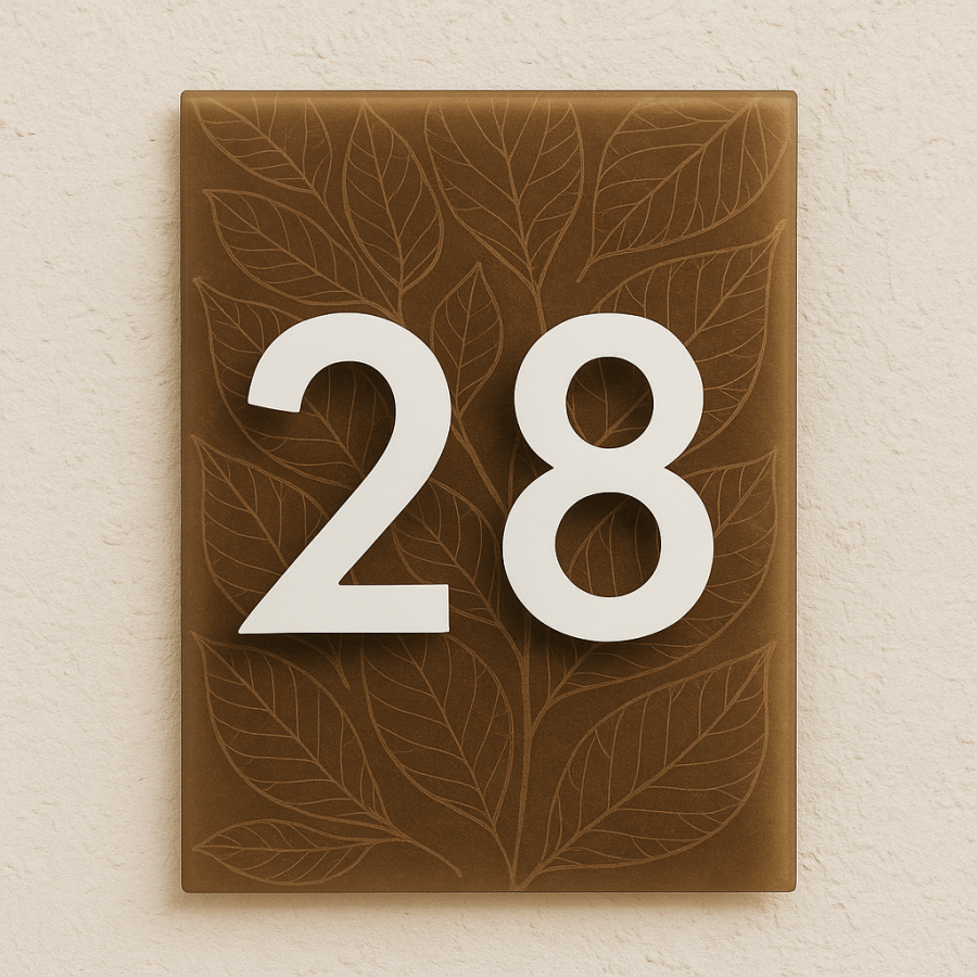 🍂 No. 28 Botanical House Number Sign