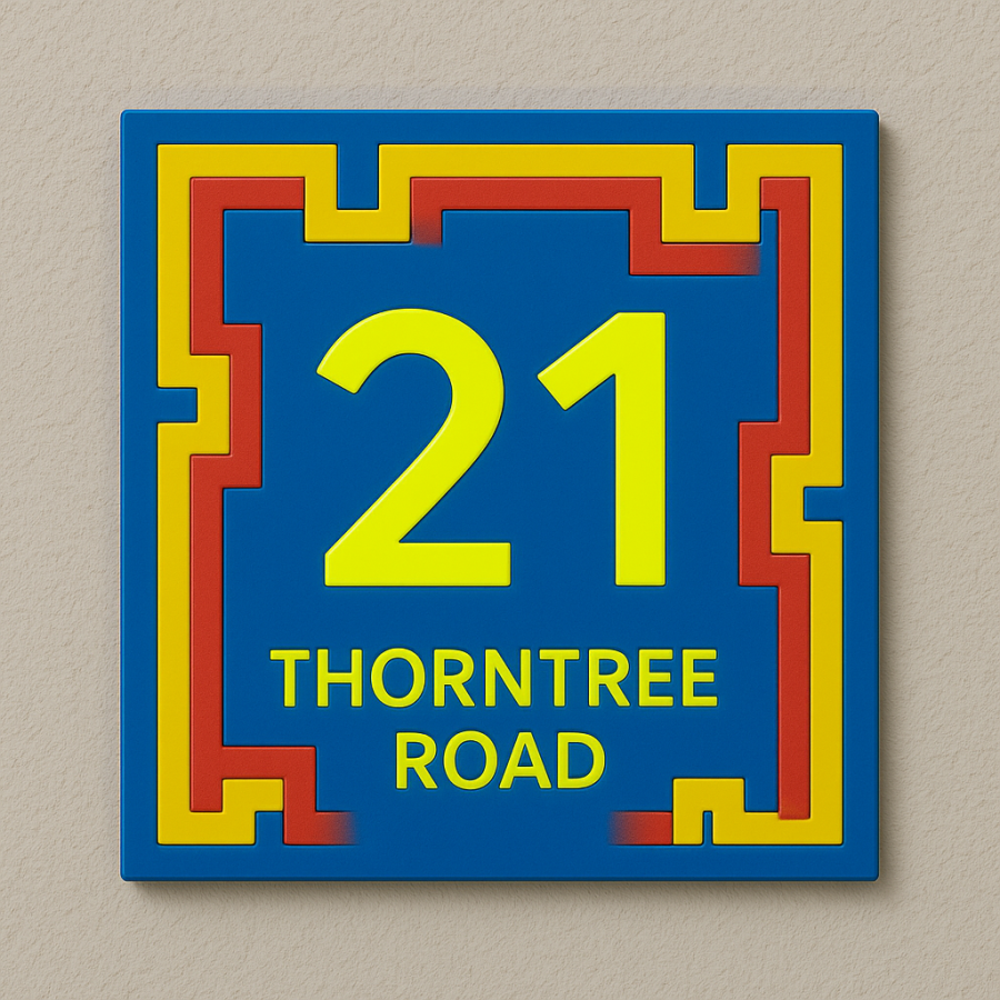 🧩 Thorntree Road House Number Sign – No. 21