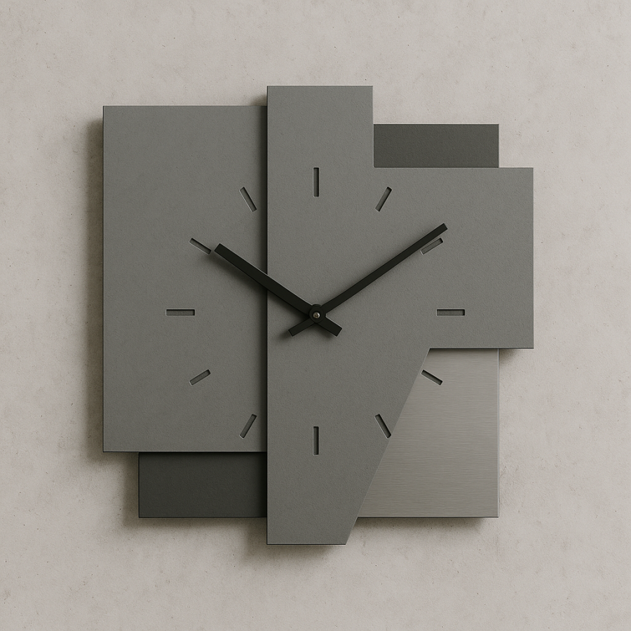Concrete Pulse – Brutalist Geometry Wall Clock