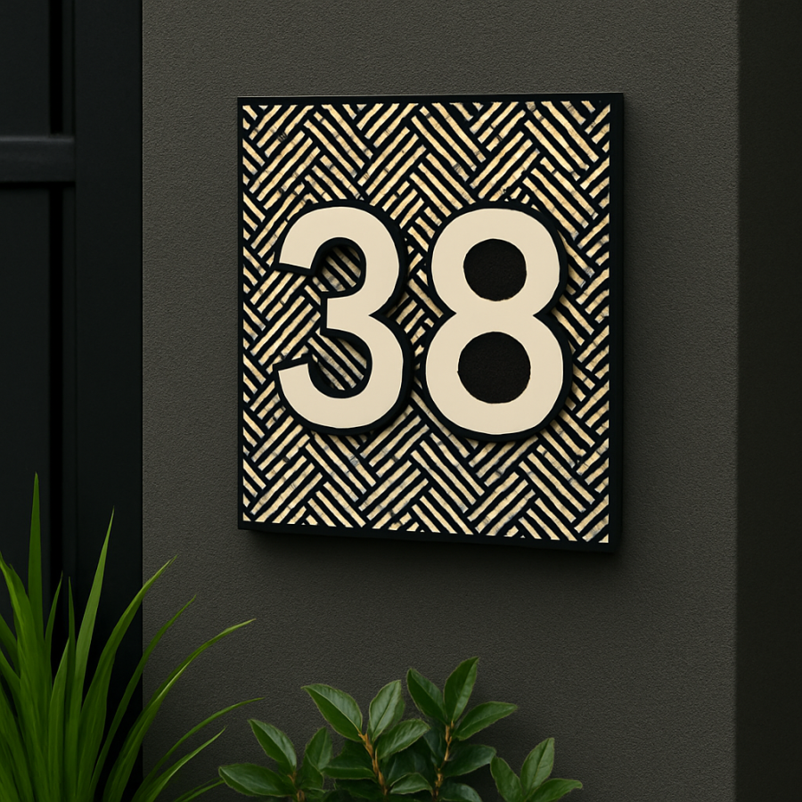 Latched Bambun House Number Sign,