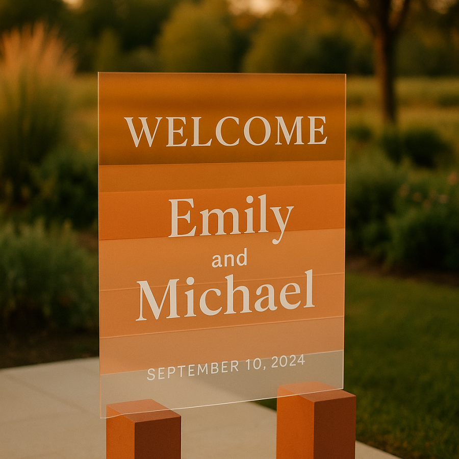 Sunset Ombre Acrylic Wedding Welcome Sign